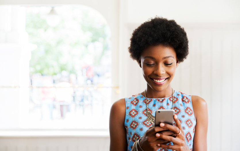 Woman holding phone
