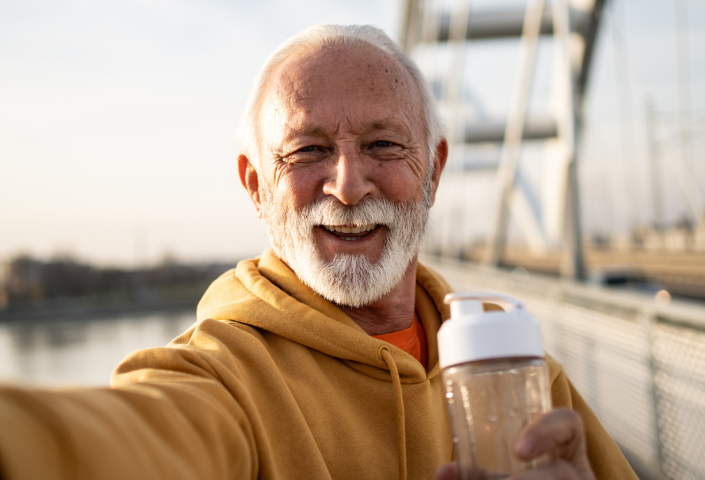 Man smiling outside