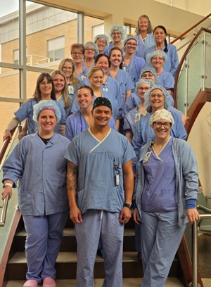 Doctors standing on a staircase