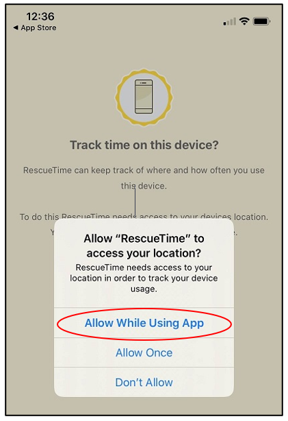 allow while using app